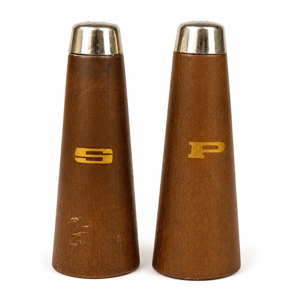 Vtg Mid Century MCM Teak Salt Pepper Shakers Woodware - Picture 2 of 10